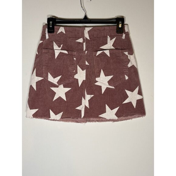ALTAR’D STATE Red White Star Corduroy Mini Skirt Raw Hem Western Boho Size Small - Picture 3 of 4